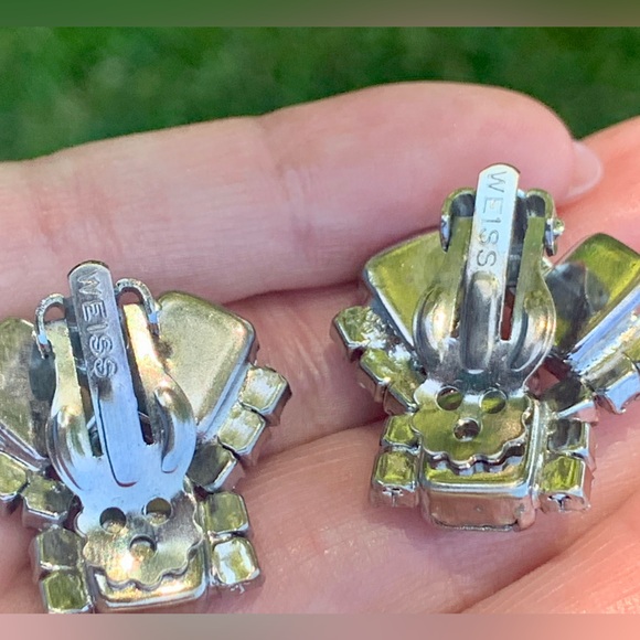 SIGNED Albert WEISS Vintage Clip Earrings  & Bracelet Demi Parure Set - Picture 9 of 12